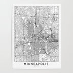 Minneapolis White Map Poster Gallery Image 4