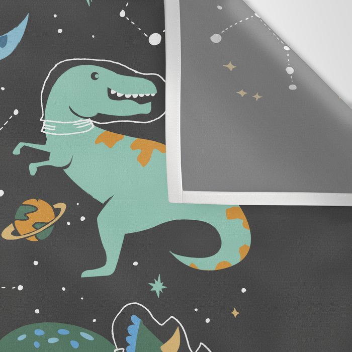 Dinosaurs in Space in Blue Wall Tapestry Gallery Image 3