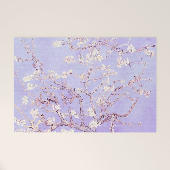 Vincent Van Gogh Almond Blossoms  Lavender Welcome Mat Gallery Image 1