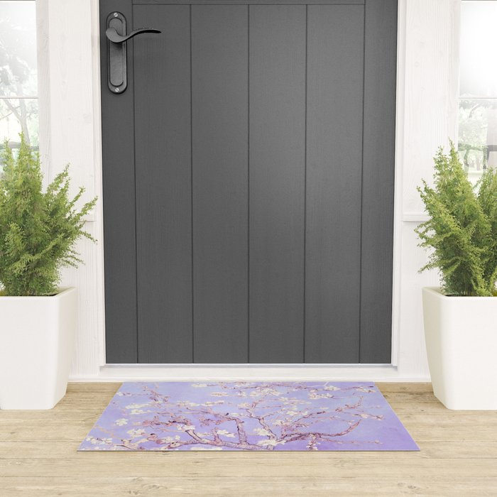 Vincent Van Gogh Almond Blossoms  Lavender Welcome Mat Gallery Image 3