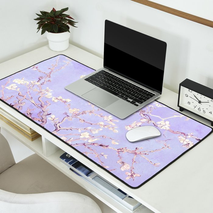 Vincent Van Gogh Almond Blossoms  Lavender Desk Mat Gallery Image 2