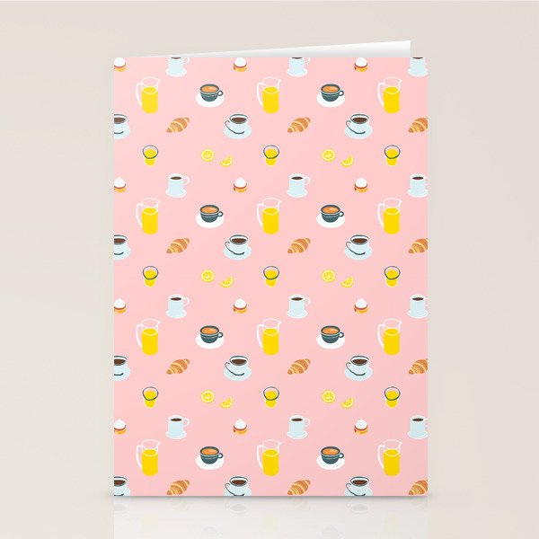 Retro breakfast coffee food pattern Stationery Card Gallery Image 2