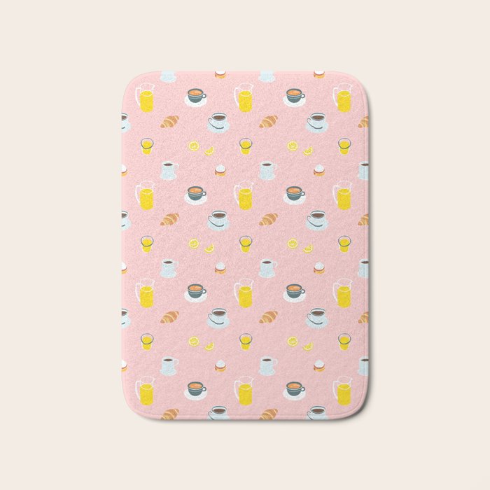 Retro breakfast coffee food pattern Bath Mat Gallery Image 1
