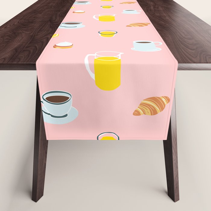 Retro breakfast coffee food pattern Table Runner Gallery Image 1
