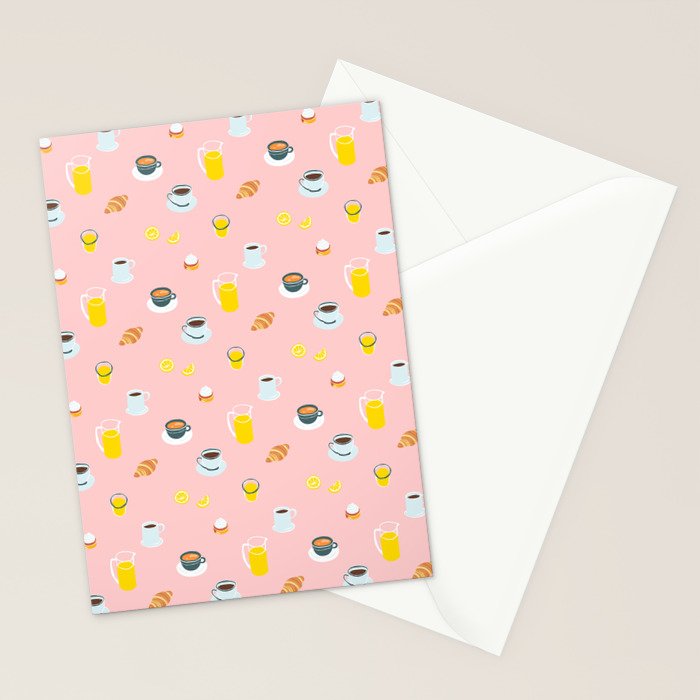 Retro breakfast coffee food pattern Stationery Card Gallery Image 2