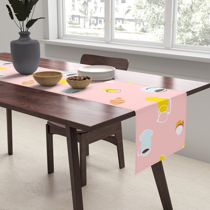 Retro breakfast coffee food pattern Table Runner Gallery Image 2