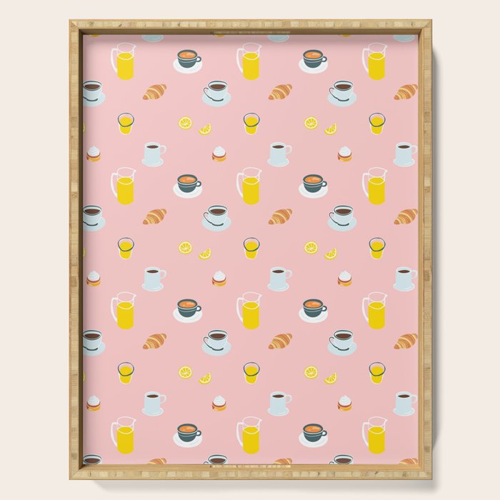Retro breakfast coffee food pattern Serving Tray Gallery Image 1
