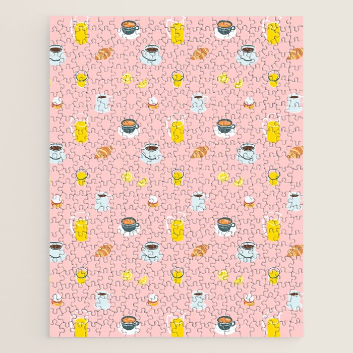 Retro breakfast coffee food pattern Jigsaw Puzzle Gallery Image 1