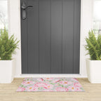 Hygge Blush Pink Peonies Pattern On Gray Welcome Mat Gallery Image 3