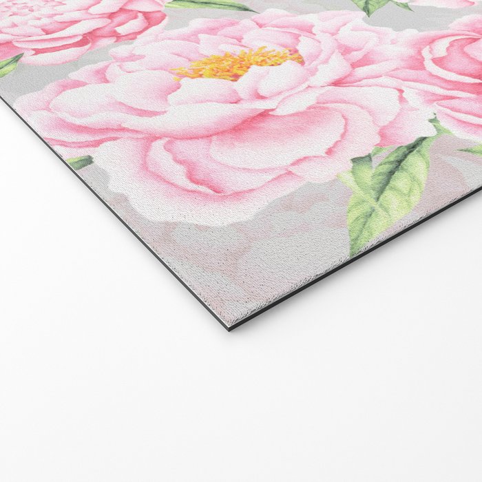Hygge Blush Pink Peonies Pattern On Gray Welcome Mat Gallery Image 2