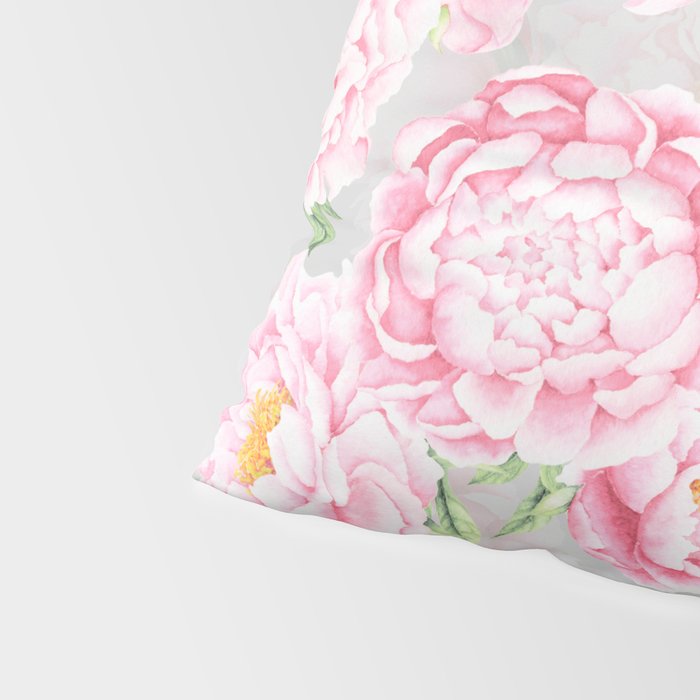 Hygge Blush Pink Peonies Pattern On Gray Pillow Sham Gallery Image 4