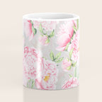 Hygge Blush Pink Peonies Pattern On Gray Coffee Mug Gallery Image 4