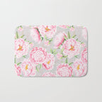 Hygge Blush Pink Peonies Pattern On Gray Bath Mat Gallery Image 1