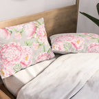 Hygge Blush Pink Peonies Pattern On Gray Pillow Sham Gallery Image 2