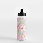Hygge Blush Pink Peonies Pattern On Gray Water Bottle Gallery Image 2