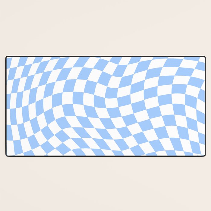 Pastel Blue Twisted Swirl Checkered Squares  Desk Mat Gallery Image 3