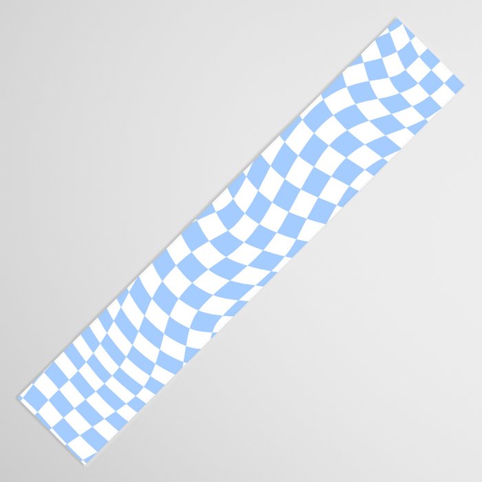 Pastel Blue Twisted Swirl Checkered Squares  Table Runner Gallery Image 3