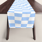Pastel Blue Twisted Swirl Checkered Squares  Table Runner Gallery Image 1