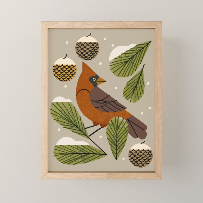 Winter Cardinal Mini Art Print Gallery Image 1