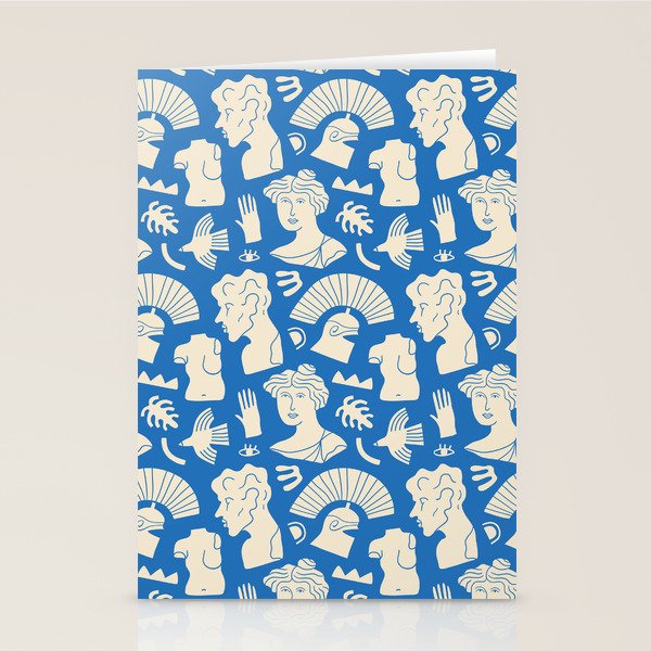 Ancient blue greek statue doodle pattern Stationery Card Gallery Image 2
