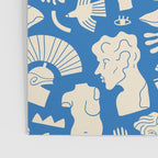 Ancient blue greek statue doodle pattern Poster Gallery Image 3