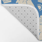 Ancient blue greek statue doodle pattern Bath Mat Gallery Image 2