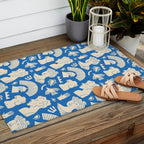 Ancient blue greek statue doodle pattern Outdoor Rug Gallery Image 2