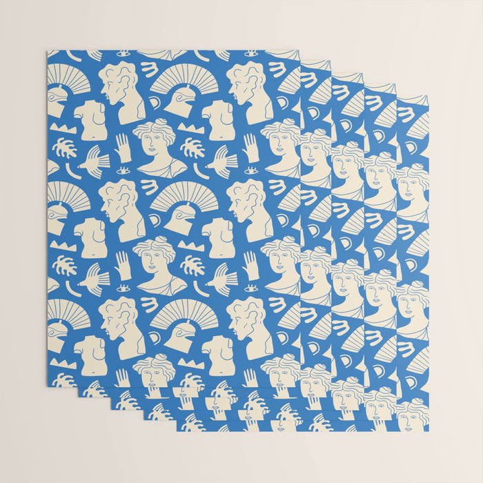 Ancient blue greek statue doodle pattern Wrapping Paper Gallery Image 3