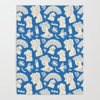 Ancient blue greek statue doodle pattern Poster Gallery Image 4