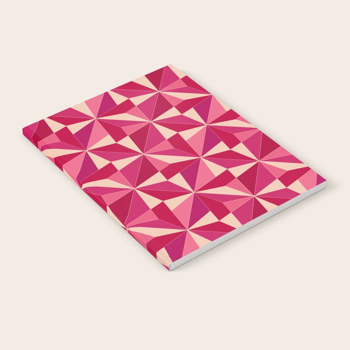 Kaleidoscope Tile Pattern VIII Vibrant Pink and Red Notebook Gallery Image 2