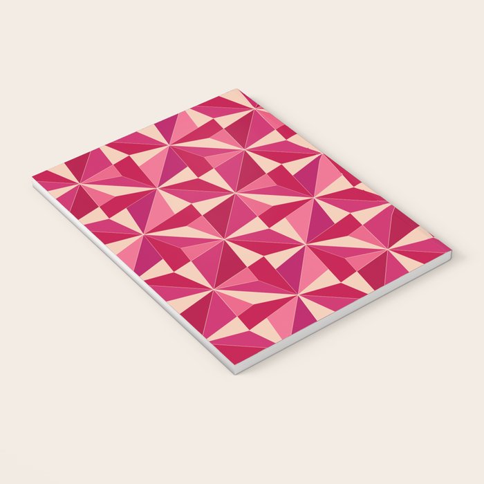 Kaleidoscope Tile Pattern VIII Vibrant Pink and Red Notebook Gallery Image 3