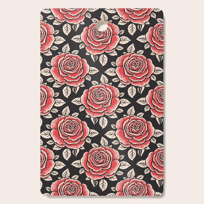 Traditional vintage red rose flower art pattern Cutting Board Gallery Image 1