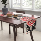 Traditional vintage red rose flower art pattern Table Runner Gallery Image 2