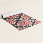 Traditional vintage red rose flower art pattern Yoga Mat Gallery Image 2