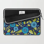 Turquoise Blue, Lime Green, Magenta & Navy Floral Pattern Laptop Sleeve Gallery Image 2