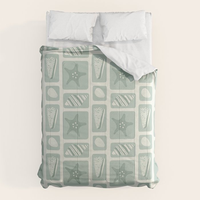 Retro marine sea shell art pattern Comforter Gallery Image 6