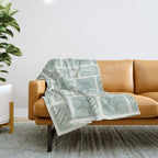 Retro marine sea shell art pattern Throw Blanket Gallery Image 1