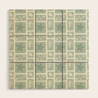 Retro marine sea shell art pattern Wood Wall Art Gallery Image 1