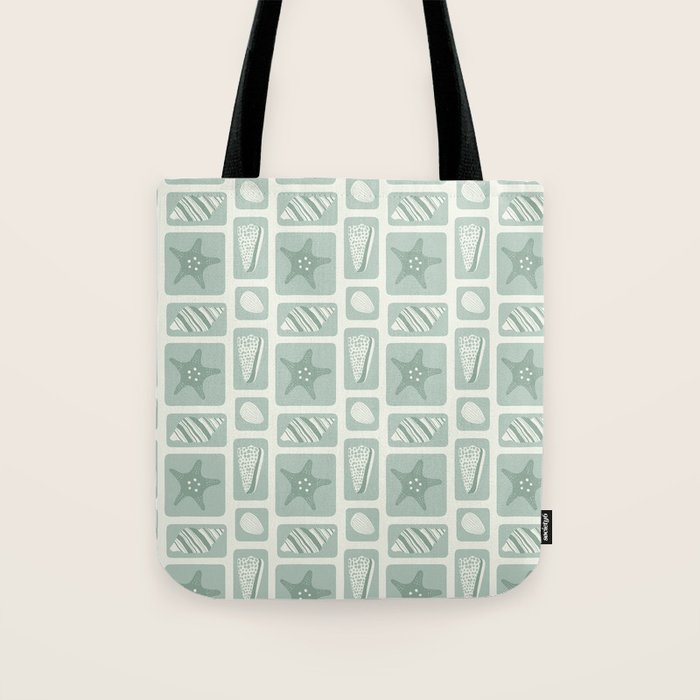 Retro marine sea shell art pattern Tote Bag Gallery Image 1