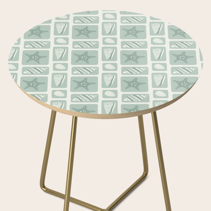 Retro marine sea shell art pattern Side Table Gallery Image 2