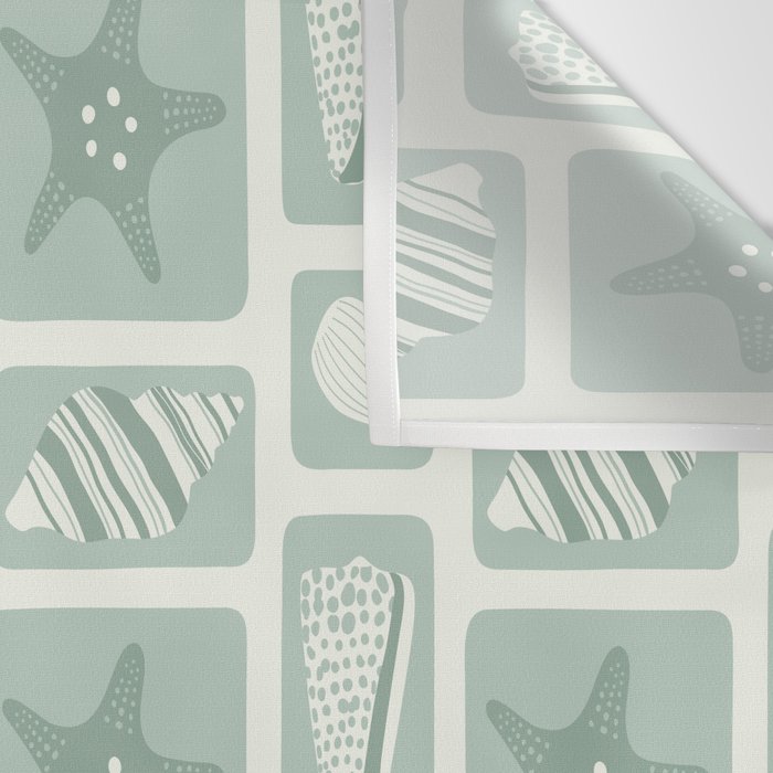 Retro marine sea shell art pattern Wall Tapestry Gallery Image 3