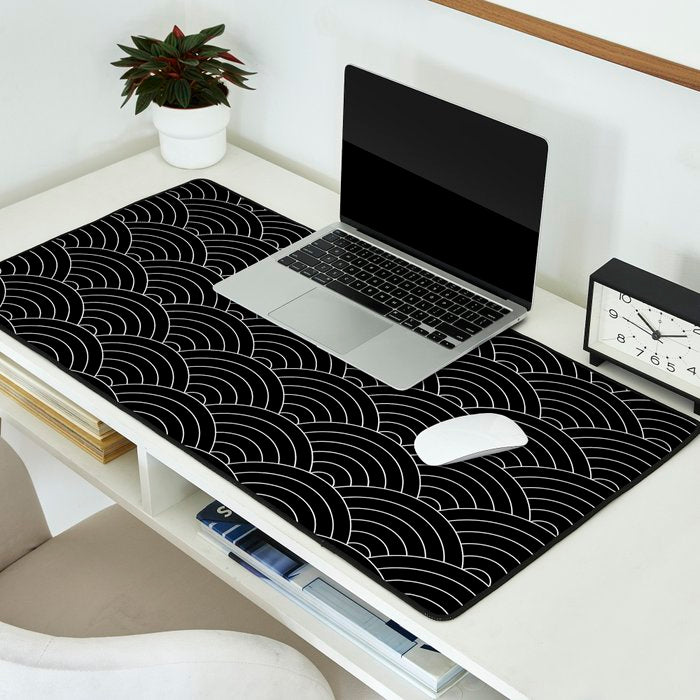 Waves (Black) Desk Mat Gallery Image 2