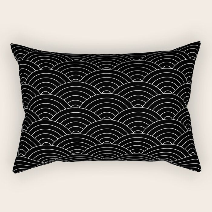 Waves (Black) Rectangular Pillow Gallery Image 2