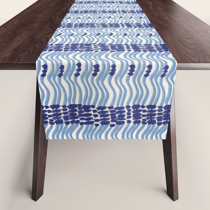Wiggle Lines - Blue Color Table Runner Gallery Image 1
