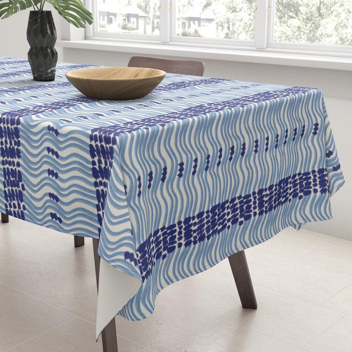 Wiggle Lines - Blue Color Tablecloth Gallery Image 3