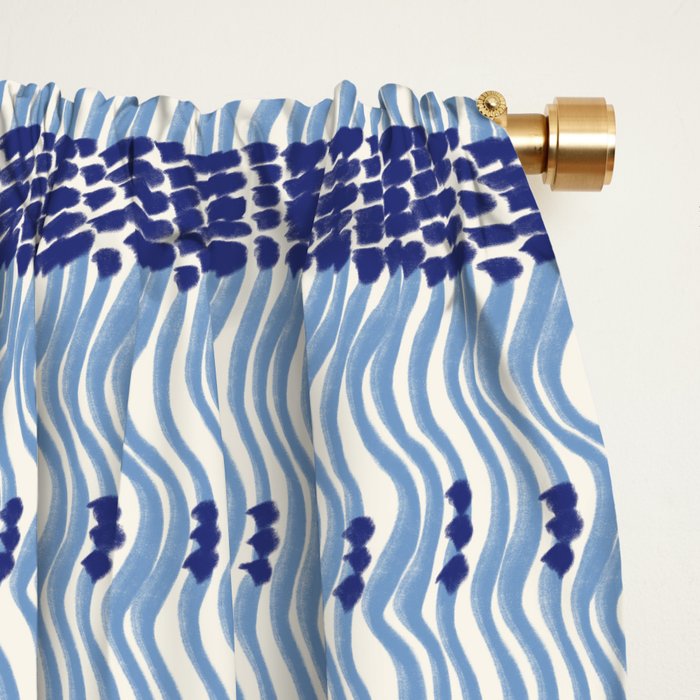 Wiggle Lines - Blue Color Window Curtain Gallery Image 2