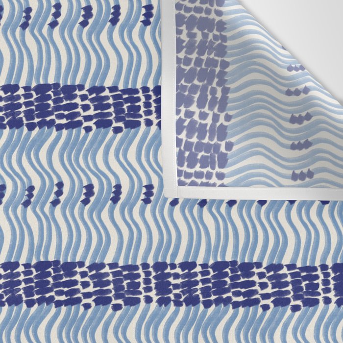 Wiggle Lines - Blue Color Wall Tapestry Gallery Image 3