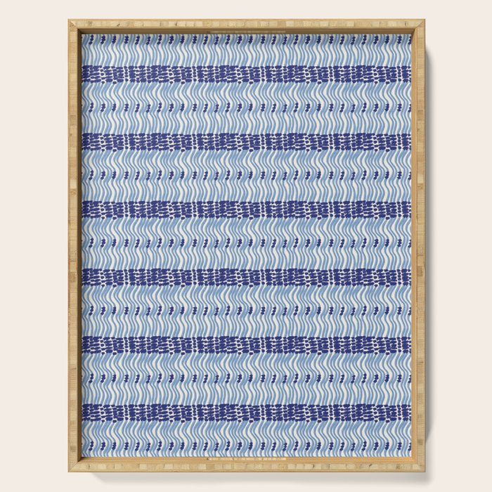 Wiggle Lines - Blue Color Serving Tray Gallery Image 1