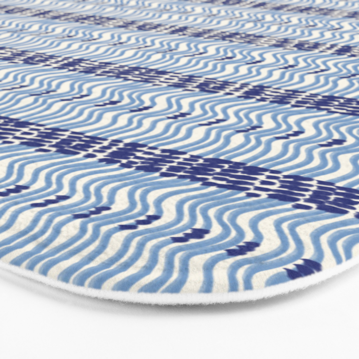 Wiggle Lines - Blue Color Bath Mat Gallery Image 3