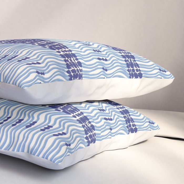 Wiggle Lines - Blue Color Pillow Sham Gallery Image 3